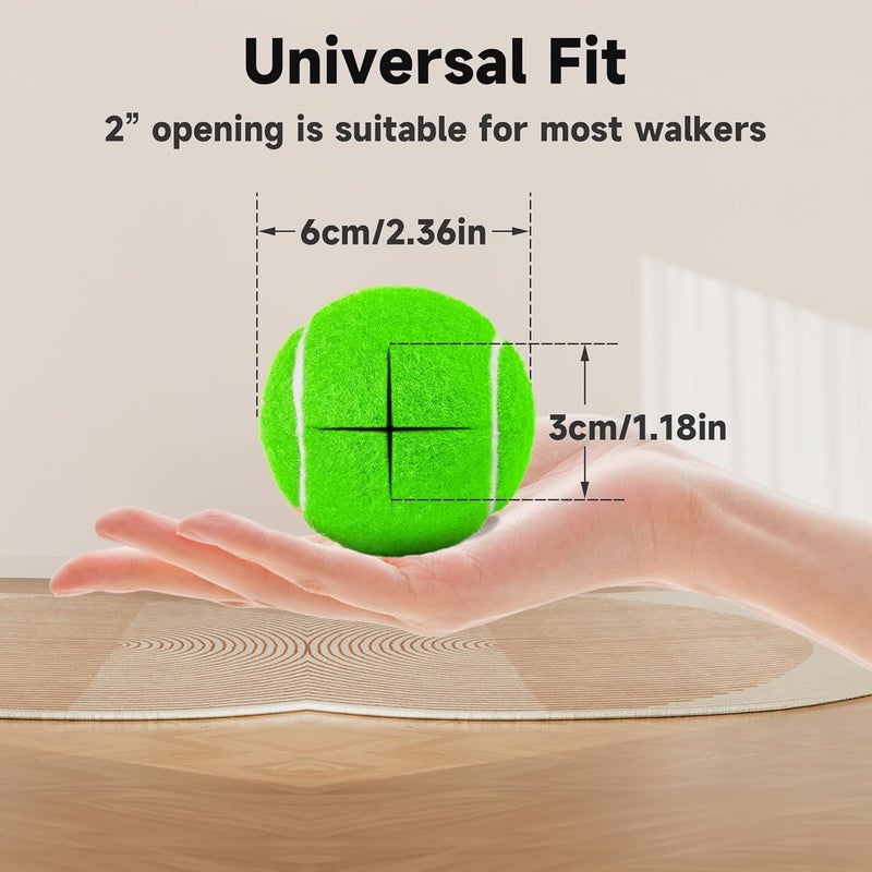 YIFOCUS Precut Tennis Balls for Walkers–Set of 4 Walker Tennis Balls Precut for Walkers Chair Table, Pre-Cut Design Walker Balls, Universal Seniors Walker Accessory, Floor Protection, Felt Pad Silent Glide - Image 3